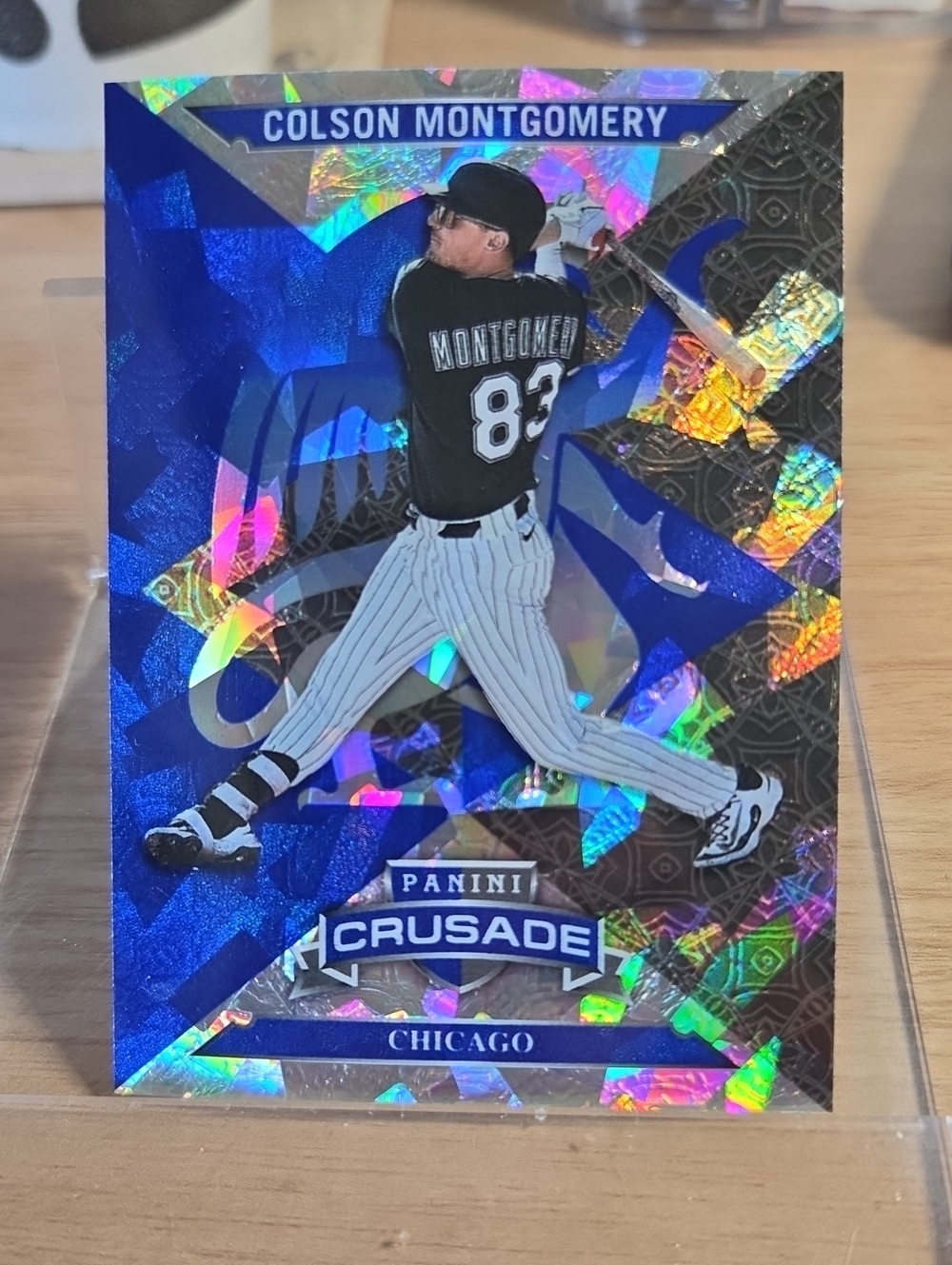 Panini Blue Holographic Colson Montgomery Baseball Card